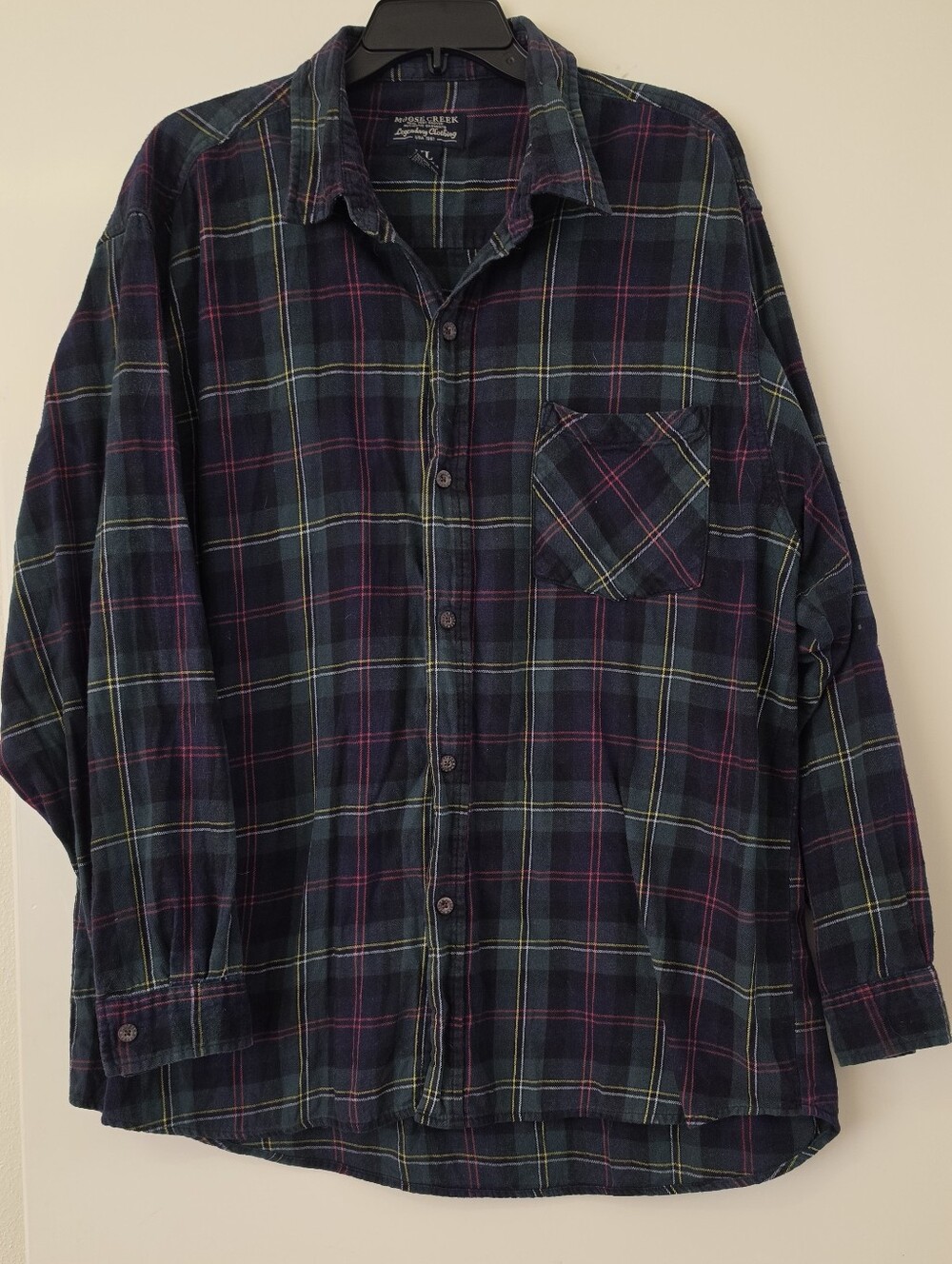 Moose Creek Plaid Button-Up Flannel Shirt, Size XL